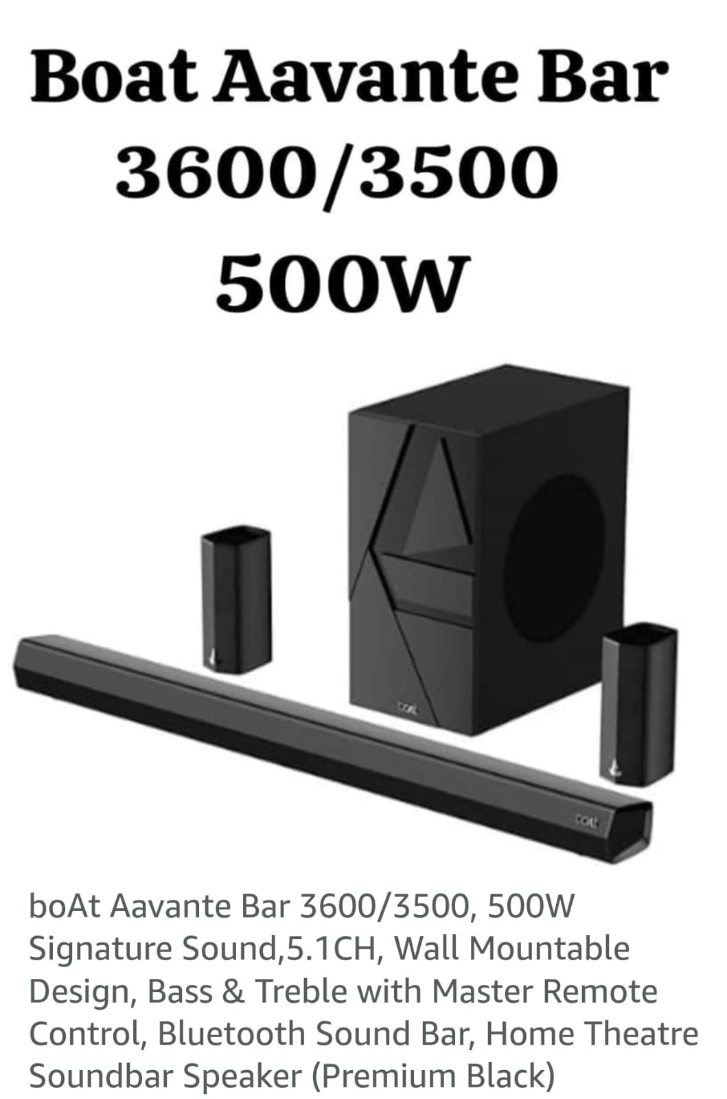 Boat Aavante Bar 3600/3500 500w