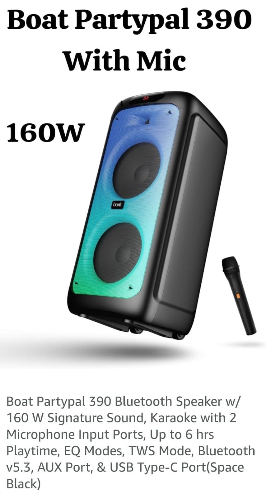 Boat Partypal 390 Speaker 160W